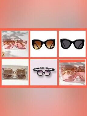 Sunglasses 5 pair cat eye large frame Hollywood, rapper, trendy bougie, vacation